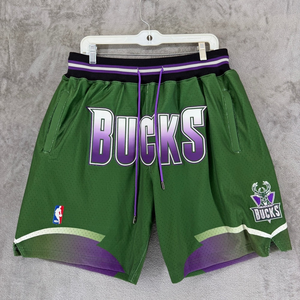 Mitchell & Ness Just Don Milwaukee Bucks 1995-96 Basketball‎ Shorts Mens L Green